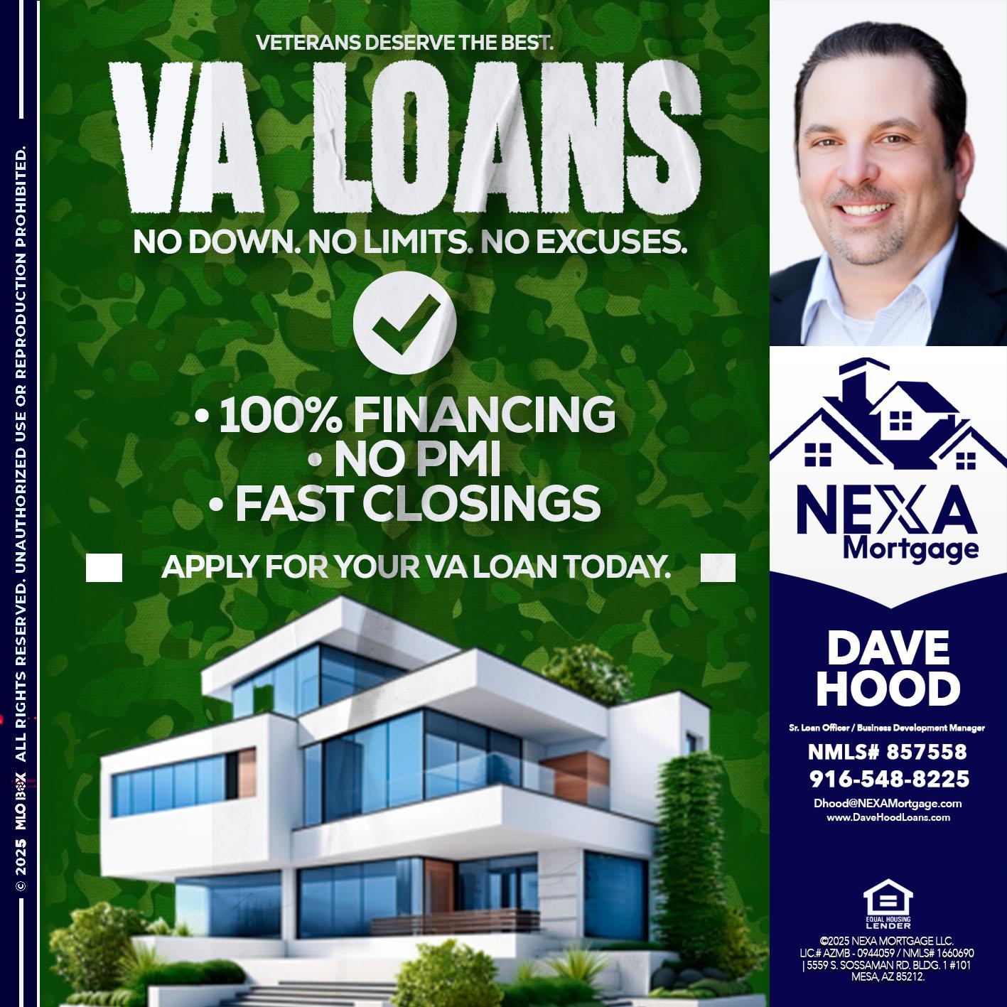 VA LOANS - Dave Hood -Sr. Loan Officer / Business Development Manager