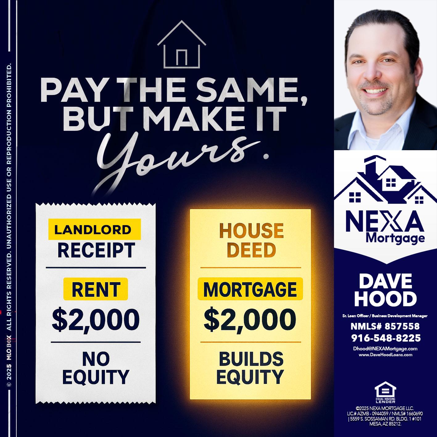pay the same - Dave Hood -Sr. Loan Officer / Business Development Manager