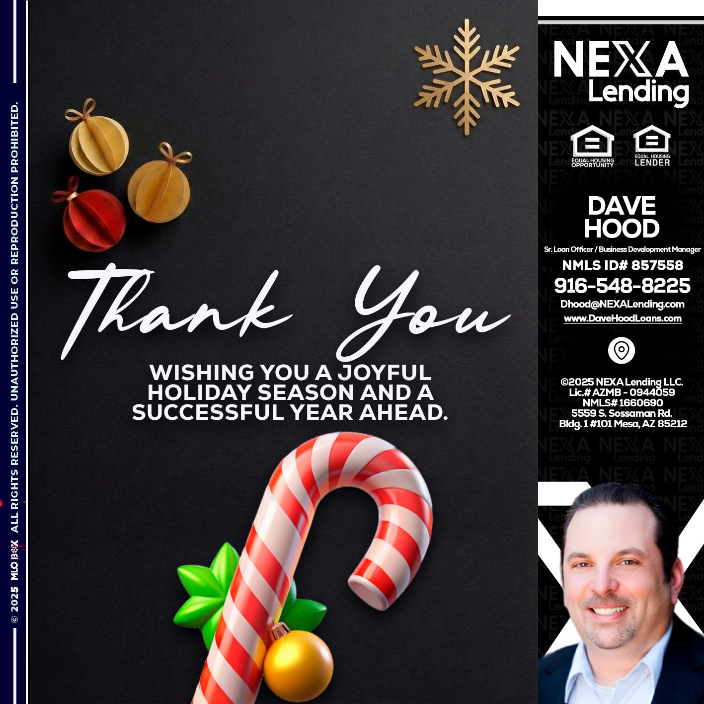 THANK YOU - Dave Hood -Sr. Loan Officer / Business Development Manager